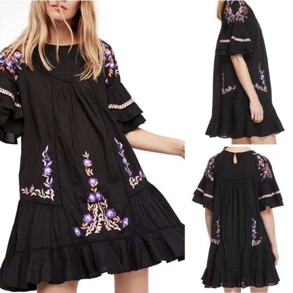 FREE PEOPLE Oversized PAVLO Boho EMBROIDERED DRESS Sz Medium - Picture 1 of 13